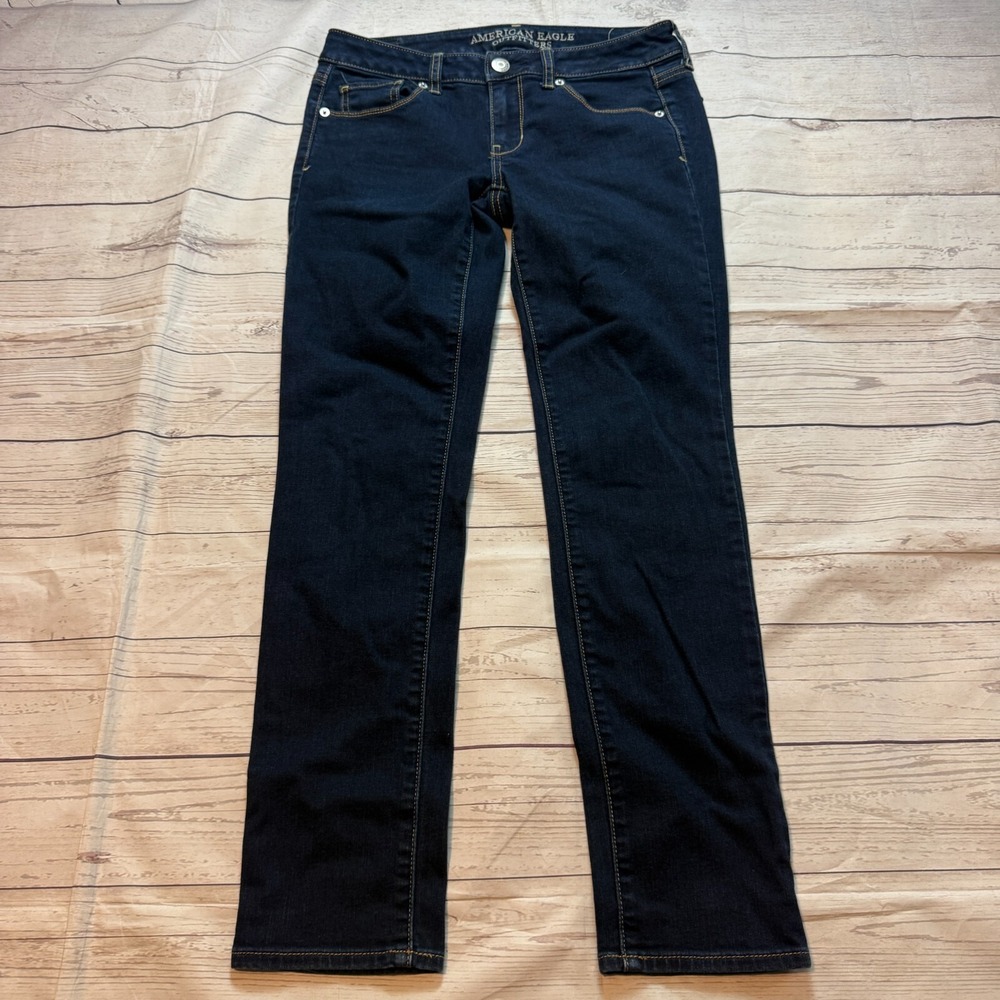 American Eagle Stretch Dark Denim Jeans Pants AEO Women's Size 4 (Fits 28x28)